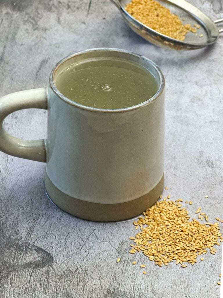 flax tea sitting in a small mug