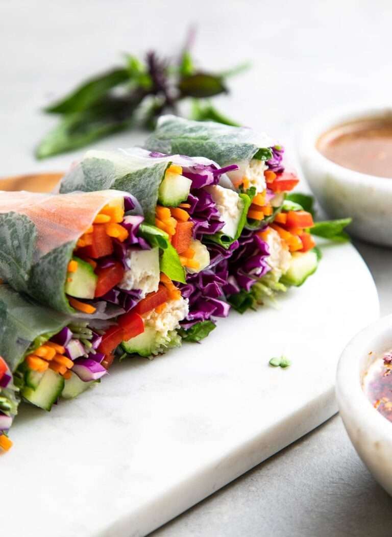 salad rolls stacked on top of each other